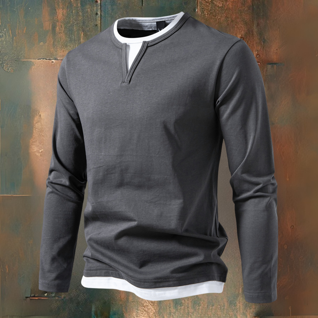 François Long Sleeve V-Neck T-Shirt, Modern Style