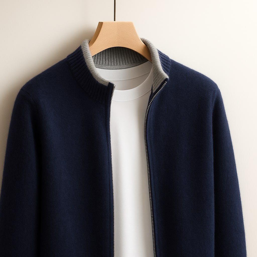 Premium-Strickjacke mit Reißverschluss