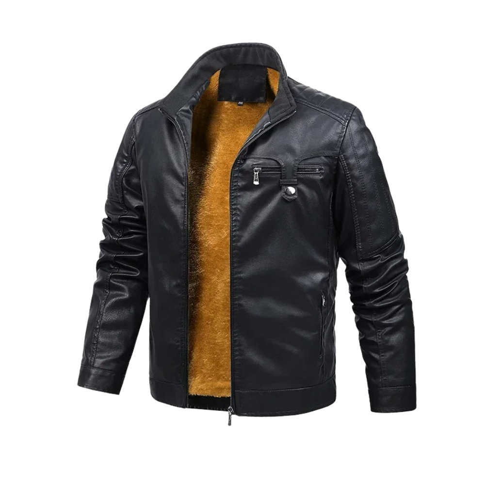 Fleece-Lined Shearling Leather Jacket