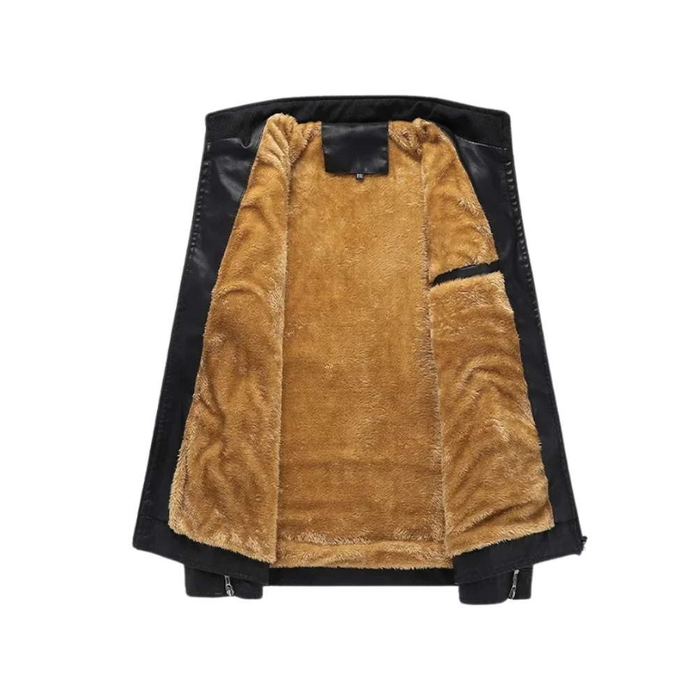 Fleece-Lined Shearling Leather Jacket