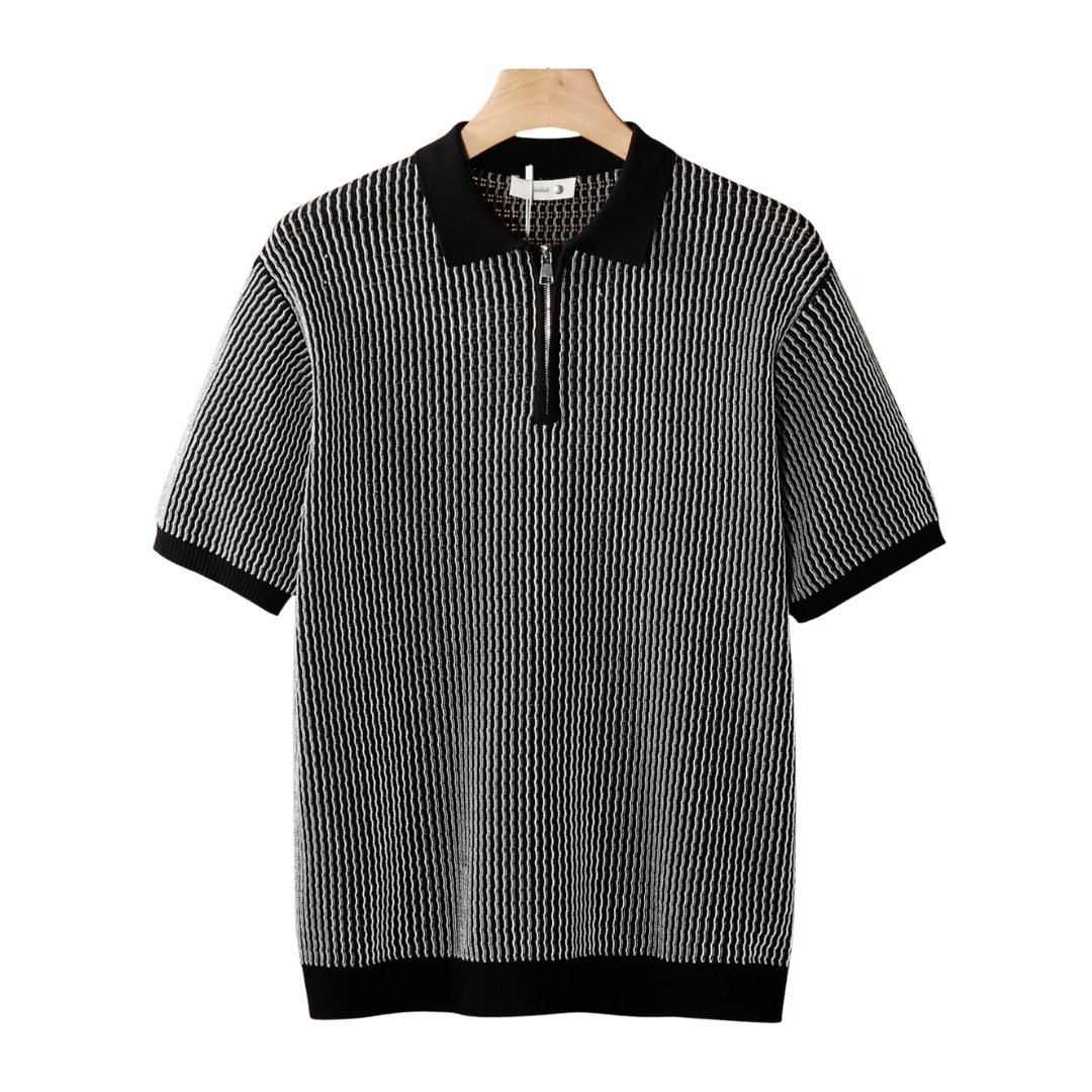 POLO MIT GEOMETRISCH STRUKTURIERTEM REISSVERSCHLUSS