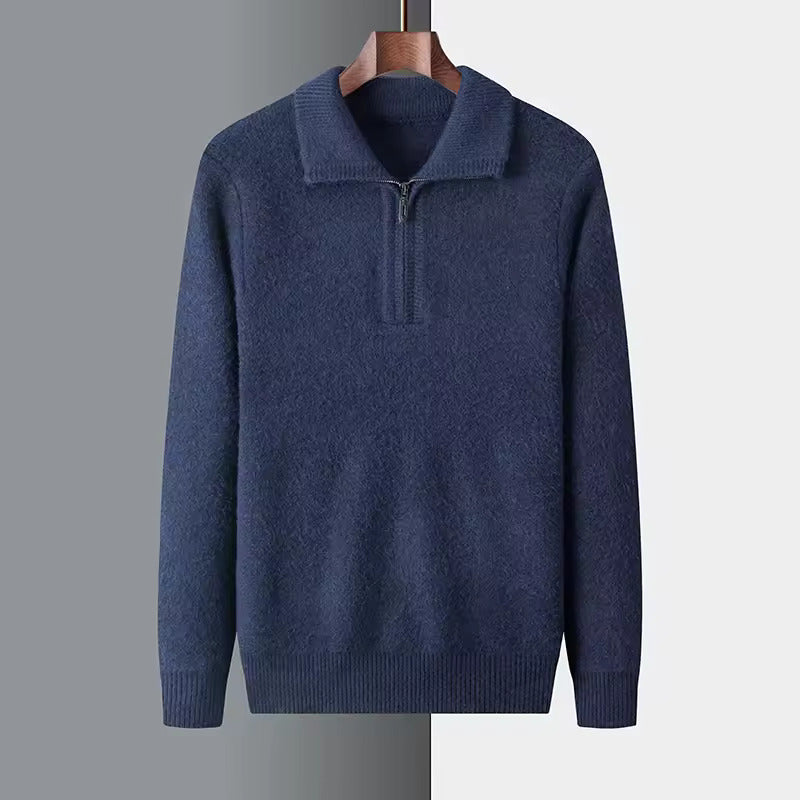 PULLOVER MIT VIERTELREISSVERSCHLUSS AUS 100% KASCHMIR